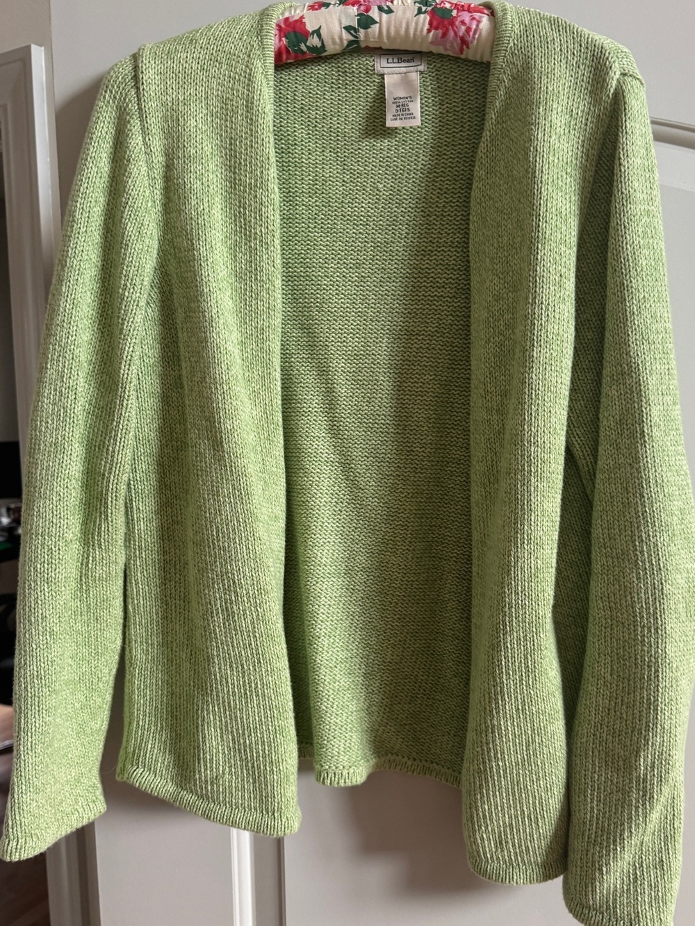L.L. Bean Soft Green Open-Front Women’s Cardigan